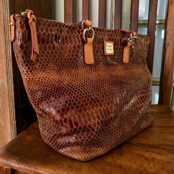 Dooney & Bourke Charleston Snake Embossed Leather Shopper Tote - Picture 7 of 15